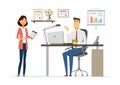 Office Scene - modern vector cartoon business characters illustration Royalty Free Stock Photo