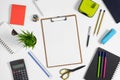 Office and school stationery and devices supply. Royalty Free Stock Photo