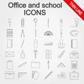 Office and school supplies icons set Royalty Free Stock Photo