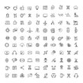 Office, science, technologies, space and communication line icons set