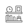 Office shelf, bookshelf line icon.