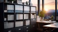 Office shelf filled with meticulously organized and labeled file folders