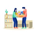 Office shifting employee helping each other illustration concept, Office Move Helping Each Other, office work, team work, old offi