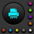 Office shredder dark push buttons with color icons