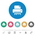 Office shredder flat round icons