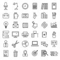 Office Signs Black Thin Line Icon Set. Vector