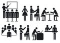 Office silhouetted icons Royalty Free Stock Photo
