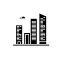 Office skyline black icon, vector sign on isolated background. Office skyline concept symbol, illustration