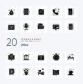 20 Office Solid Glyph icon Pack like office light calendar desk clock Royalty Free Stock Photo