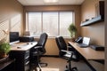 office space, with ergonomic chair and desk, for healthier and more productive workday