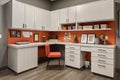 office space, with storage and organization systems for sleek, professional look