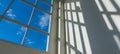 office square windows to see blue sky. Royalty Free Stock Photo