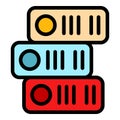 Office stack folders icon color outline vector Royalty Free Stock Photo