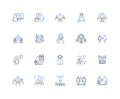 Office Staff line icons collection. Administration, Clerical, Communication, Cooperation, Customer Service, Deadline
