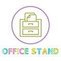 Office Stand Round Linear Icon Bright Template Royalty Free Stock Photo