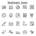 Office stationery icon set in thin line style Royalty Free Stock Photo