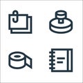 Office stationery line icons. linear set. quality vector line set such as notebook, duct tape, stamp