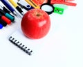Office and student accessories on a white. Royalty Free Stock Photo