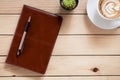 Office stuff with leather notebook, Royalty Free Stock Photo