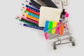 Office supplies close-up and copy space. Back to school. Office supplies, work from home concept Royalty Free Stock Photo