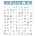 Office supplies concept icons, line symbols, web signs, vector set, isolated illustration Royalty Free Stock Photo