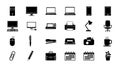 Office Supplies and Electronics Icons Royalty Free Stock Photo