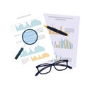 Office supplies and financial documents Royalty Free Stock Photo