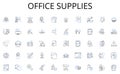 Office supplies line icons collection. Tourism, Accommodation, Service, Guest, Dining, Hospitality, Resort vector and