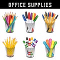 Office Supplies, Marker Pens, Highlighters, Pens, Pencils Royalty Free Stock Photo