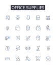 Office supplies line icons collection. Millennials, Gen Z, Baby Boomers, Teens, Parents, Business owners, Students