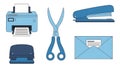 Office Supplies and Stationery Flat Vector Icons Set Royalty Free Stock Photo