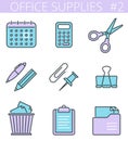 Office, business stationery line symbols. Vector thin outline icon set. Royalty Free Stock Photo