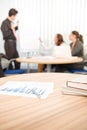 Office supply - business meeting in background Royalty Free Stock Photo