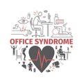 Office syndrome banner infographic. Vector signs