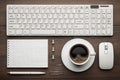 Office table with notepad, computer and coffee cup Royalty Free Stock Photo