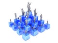 Office team on blue cubes Royalty Free Stock Photo