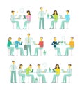 Office team business people big set discussing meeting sit at the table working. Brainstorming talking optimistic Royalty Free Stock Photo