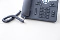 Classical black telephone in the office, customer support and telesale