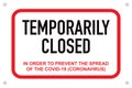 Office temporarily closed sign of coronavirus news