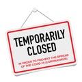 Office temporarily closed sign of coronavirus news