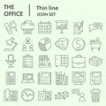 Office thin line icon set, company symbols set collection or vector sketches. Business signs set for computer web, the Royalty Free Stock Photo