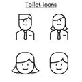 Office toilet, restroom, bathroom symbol set in thin line style