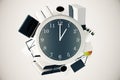 Office tools around clock Royalty Free Stock Photo