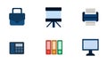 Office tools doodle icon set on white background Royalty Free Stock Photo