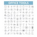 Office tools icons, line symbols, web signs, vector set, isolated illustration Royalty Free Stock Photo