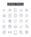 Office tools line icons collection. Kitchen supplies, Sports equipment, School supplies, Graphic design, Automotive Royalty Free Stock Photo