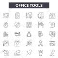 Office tools line icons, signs, vector set, outline illustration concept Royalty Free Stock Photo