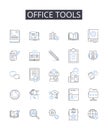 Office tools line icons collection. Kitchen supplies, Sports equipment, School supplies, Graphic design, Automotive Royalty Free Stock Photo