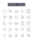 Office tools line icons collection. Kitchen supplies, Sports equipment, School supplies, Graphic design, Automotive Royalty Free Stock Photo