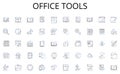 Office tools line icons collection. Planning, Development, Creation, Execution, Management, Optimization, Distribution Royalty Free Stock Photo